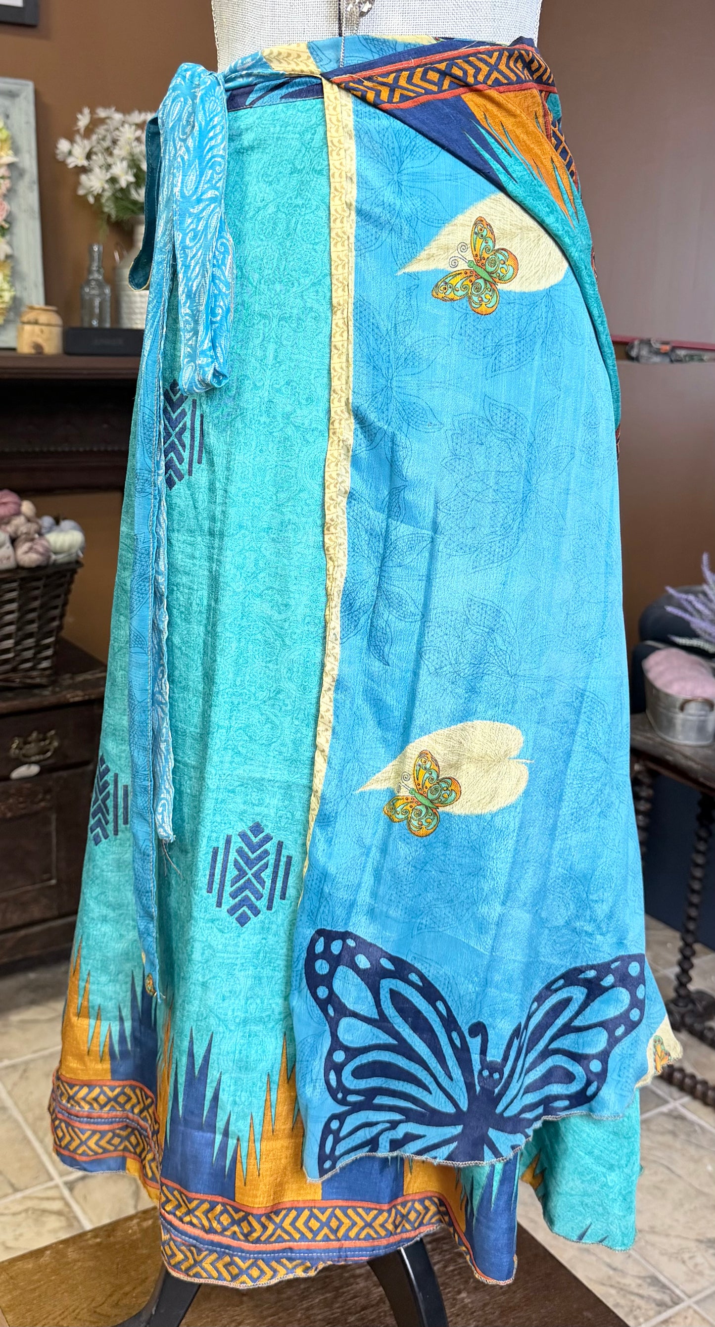 Butterfly Garden Maxi Sari Wrap Skirt