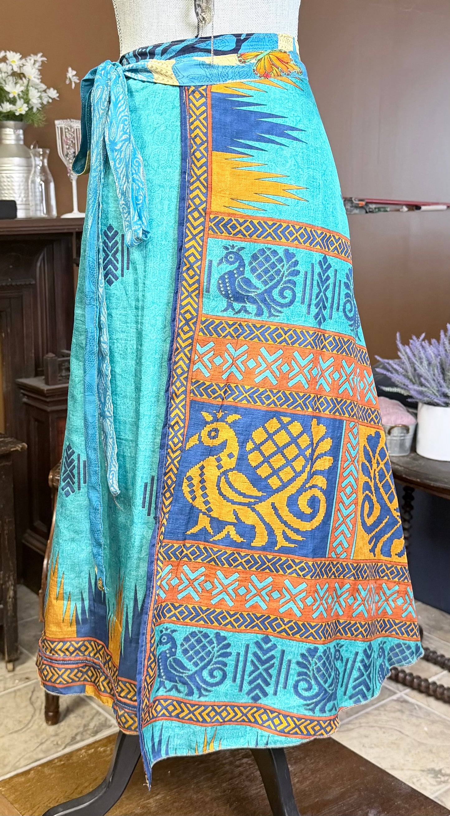 Butterfly Garden Maxi Sari Wrap Skirt